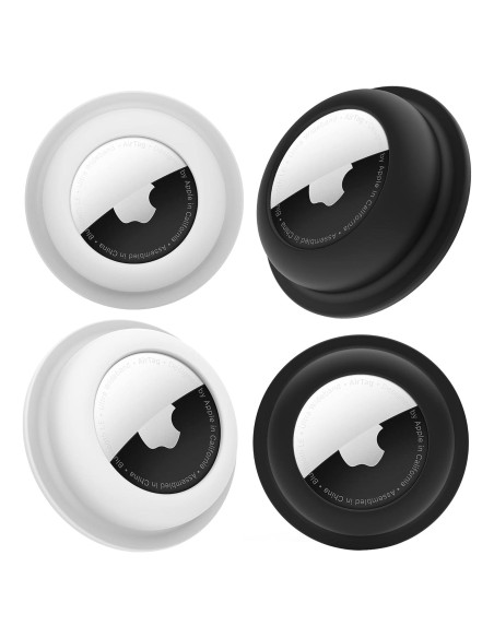 Funda Adhesiva para AirTag CITYWAY - 4 Silicona (2 Negro + 2 Blanco)