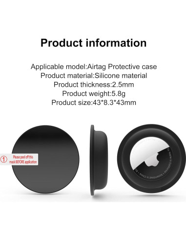 Funda Adhesiva para AirTag CITYWAY - 4 Silicona (2 Negro + 2 Blanco)