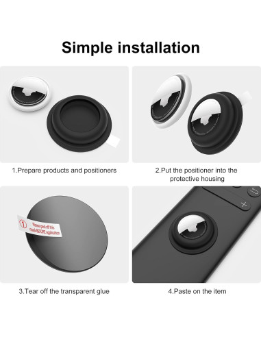 Funda Adhesiva para AirTag CITYWAY - 4 Silicona (2 Negro + 2 Blanco)