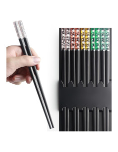 Palillos Reutilizables AYFDISHS 24.3 cm Antideslizantes Negro