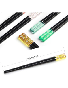 Palillos Reutilizables AYFDISHS 24.3 cm Antideslizantes Negro 2