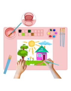 Alfombrilla de Pintura de Silicona Qoolife 60x40 cm Rosa
