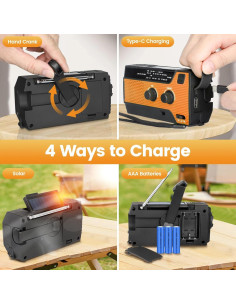 Radio de Emergencia WVL WD-096 Solar y Manivela 4000mAh 2