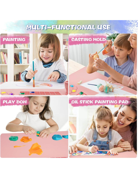 Alfombrilla de Pintura de Silicona Qoolife 60x40 cm Rosa