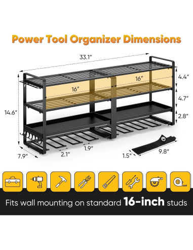 Organizador de Herramientas de Pared POKIPO 4 Capas Negro