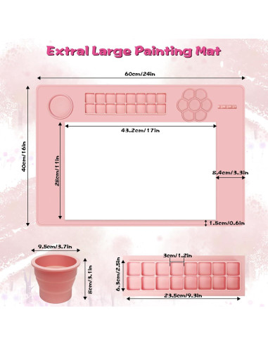 Alfombrilla de Pintura de Silicona Qoolife 60x40 cm Rosa