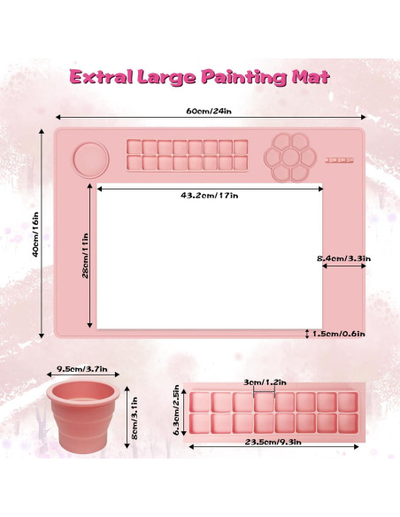 Alfombrilla de Pintura de Silicona Qoolife 60x40 cm Rosa