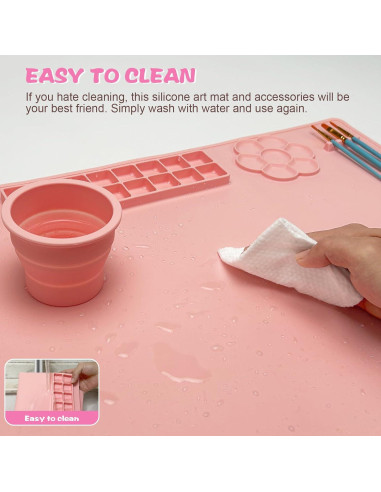 Alfombrilla de Pintura de Silicona Qoolife 60x40 cm Rosa