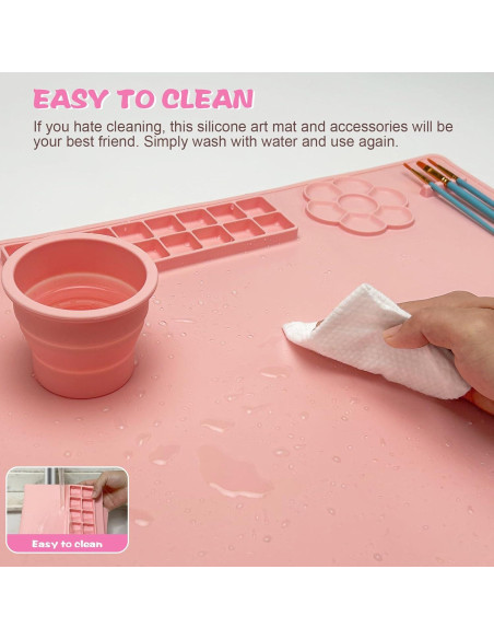 Alfombrilla de Pintura de Silicona Qoolife 60x40 cm Rosa
