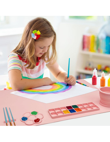 Alfombrilla de Pintura de Silicona Qoolife 60x40 cm Rosa