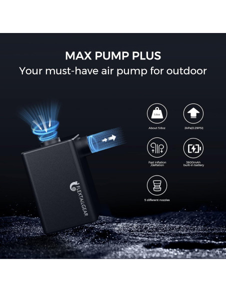 Bomba de Aire Eléctrica Portátil FLEXTAILGEAR 3600mAh Negra