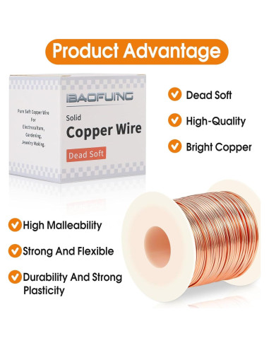 Alambre de Cobre Muerto Suave 1 Libra 16 Gauge 39m ibaofuing