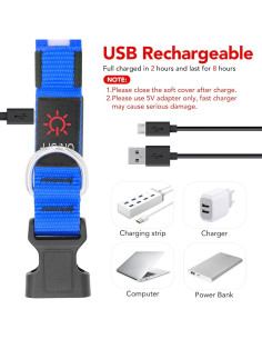 Collar LED para Perros Vizpet Ajustable Recargable Azul 28-40 cm 2