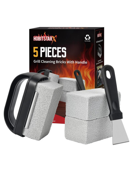 Kit de Limpieza de Parrilla HOBITSTARX - 3 Bloques de Piedra