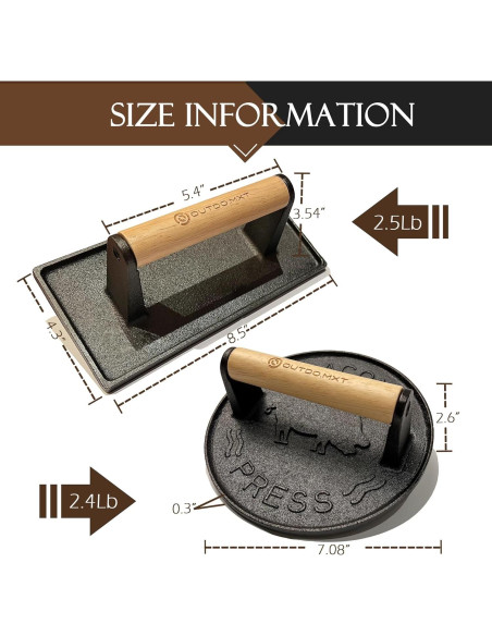 Prensa de Hamburguesa Hierro Fundido Outdo.MXT Redonda 18cm Prensa de Hamburguesa Hierro Fundido Outdo.MXT Redonda 18cm