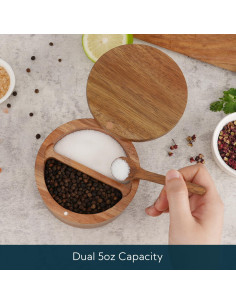 Caja de Madera de Acacia KITCHENDAO para Sal y Pimienta 10oz 2