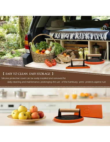 Prensa de Hamburguesa Hierro Fundido Outdo.MXT Redonda 18cm