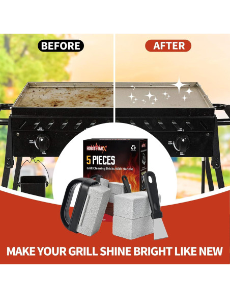 Kit de Limpieza de Parrilla HOBITSTARX - 3 Bloques de Piedra