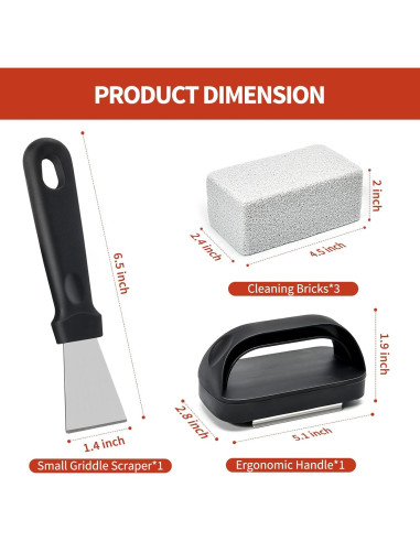 Kit de Limpieza de Parrilla HOBITSTARX - 3 Bloques de Piedra