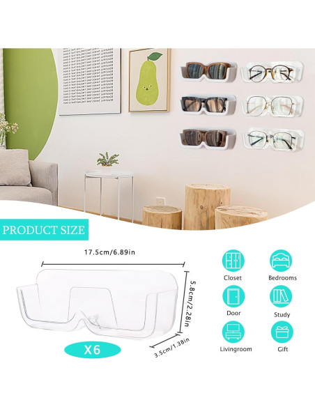 Organizador de Gafas de Sol MdakeGo 6 Compartimentos Transparente Organizador de Gafas de Sol MdakeGo 6 Compartimentos Transparente