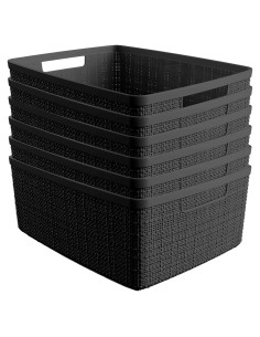Conjunto de 6 Cestas de Almacenamiento Curver Medianas Negras