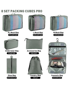 Set de 8 Cubos de Empaque Toncoke Verde Aguacate para Viaje 2