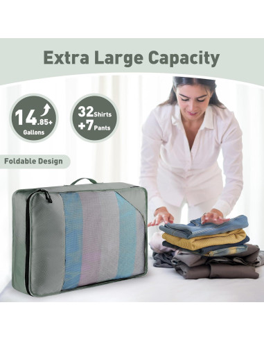 Set de 8 Cubos de Empaque Toncoke Verde Aguacate para Viaje