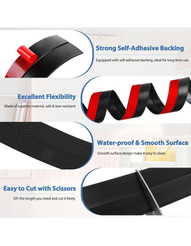 Burlete autoadhesivo de silicona negro 5 cm x 3.05 m para puertas
