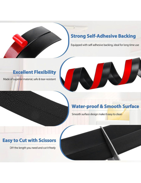 Burlete autoadhesivo de silicona negro 5 cm x 3.05 m para puertas