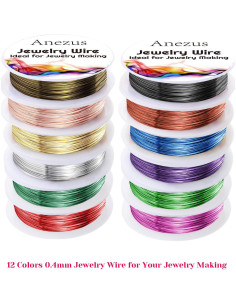 Alambre de Joyería Anezus 12 Rollos 0.4mm Colores Variados 2