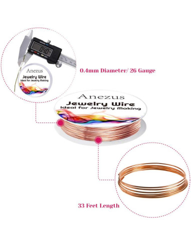Alambre de Joyería Anezus 12 Rollos 0.4mm Colores Variados