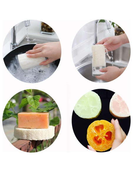 Esponja Exfoliante de Loofah Natural 10 cm - Paquete de 4 Esponja Exfoliante de Loofah Natural 10 cm - Paquete de 4