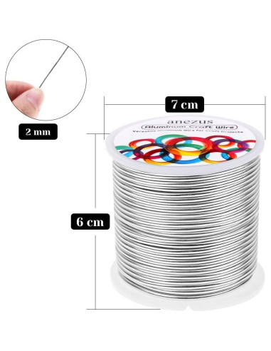 Alambre de Aluminio Anezus 12 Gauge 30.5m Plata para Manualidades