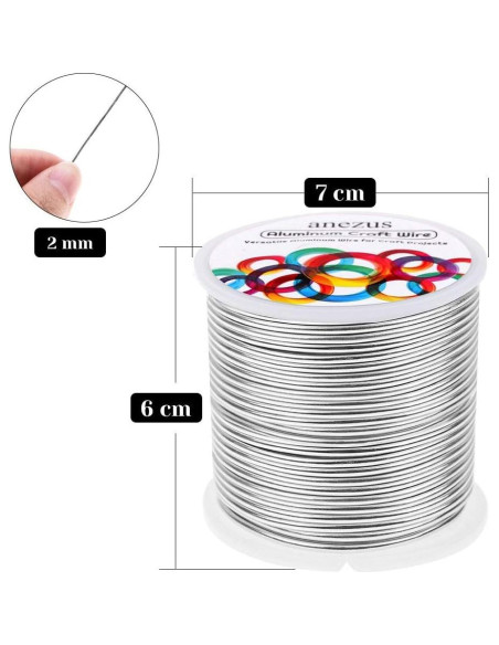 Alambre de Aluminio Anezus 12 Gauge 30.5m Plata para Manualidades