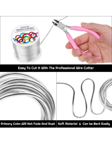 Alambre de Aluminio Anezus 12 Gauge 30.5m Plata para Manualidades