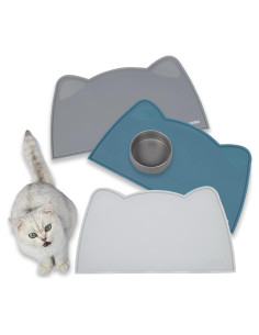 Alfombrilla de Comida para Gato y Perro OHMO Gris 45.72x25.4cm
