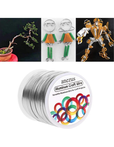 Alambre de Aluminio Anezus 12 Gauge 30.5m Plata para Manualidades