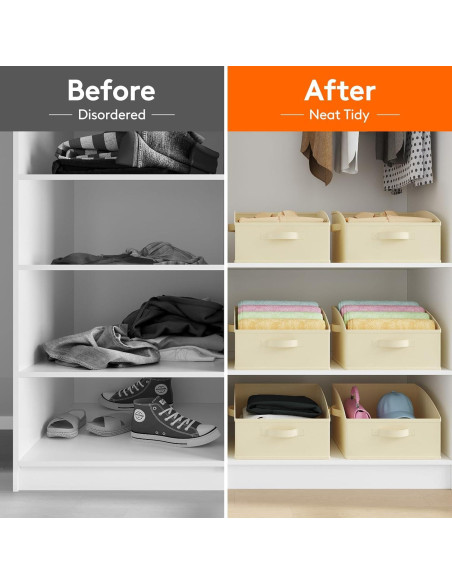 Cestas de Almacenamiento Lifewit 6 Piezas Trapezoidales Beige