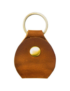 Soporte para llavero de cuero genuino APY para Airtag Marrón