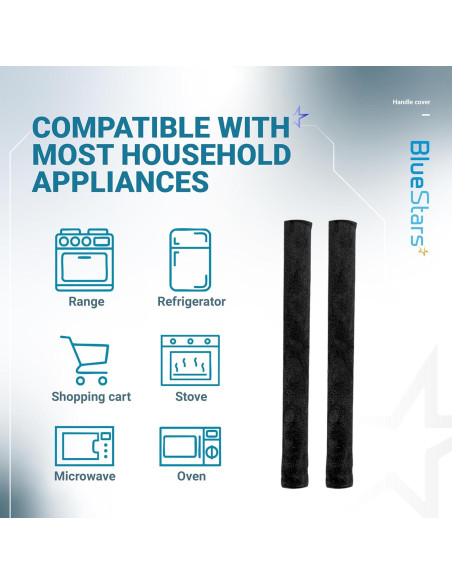 Cubiertas de Manijas de Refrigerador BlueStars, Juego de 6, Negro