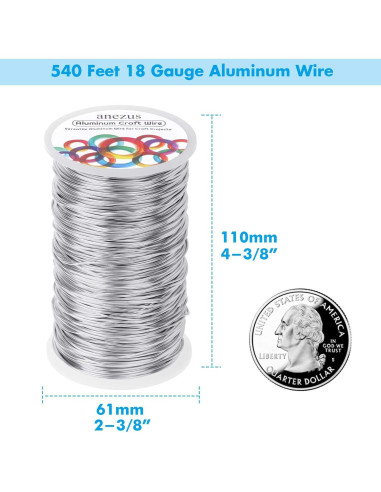 Alambre de Manualidades Anezus 165m 1mm Plata para Joyería