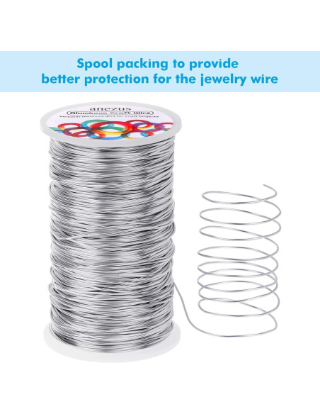 Alambre de Manualidades Anezus 165m 1mm Plata para Joyería