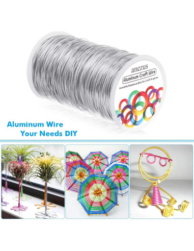 Alambre de Manualidades Anezus 165m 1mm Plata para Joyería