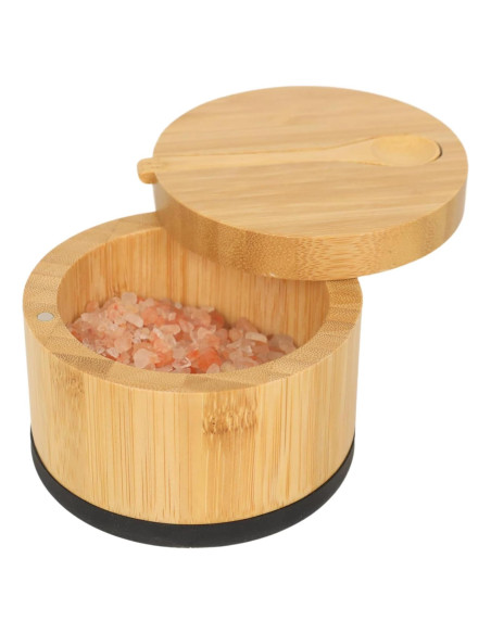 Cajón de Sal de Bambú Beardo Decor con Tapa Giratoria 10 cm