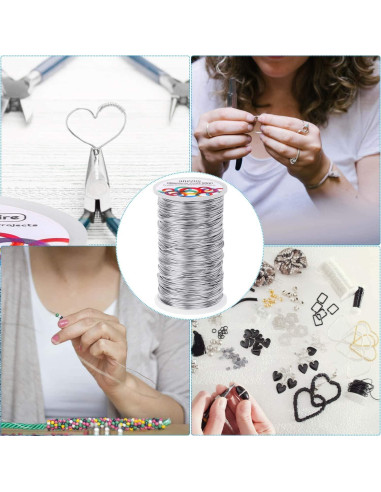 Alambre de Manualidades Anezus 165m 1mm Plata para Joyería