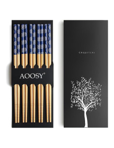 Juego de Palillos de Bambú AOOSY 5 Pares Reutilizables 22.5cm