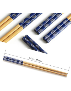 Juego de Palillos de Bambú AOOSY 5 Pares Reutilizables 22.5cm 2