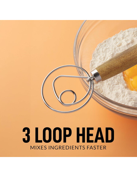 Batidor Danés Zulay Kitchen 33 cm Acero Inoxidable Madera