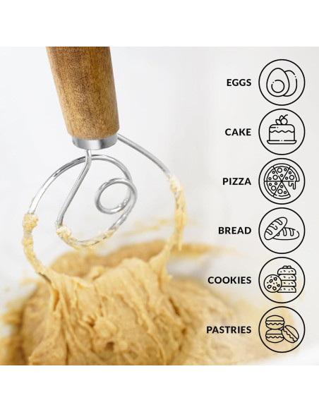 Batidor Danés Zulay Kitchen 33 cm Acero Inoxidable Madera