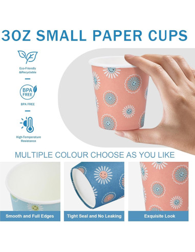 Vasos de Papel Desechables SIUQ 3 oz - Paquete 1200 Unidades